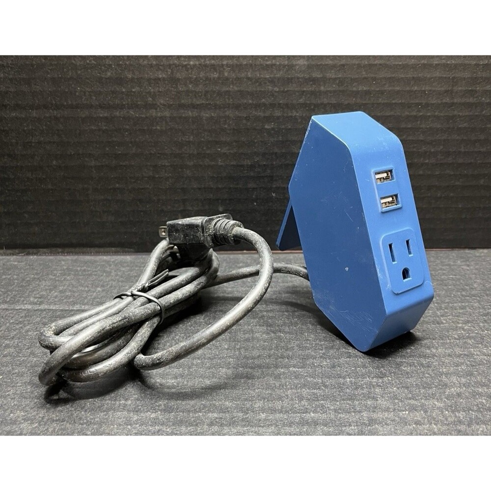 Bostitch Konnect Office Desk Top Power Hub 2 Port USB 120V Outlet KT-Power Blue